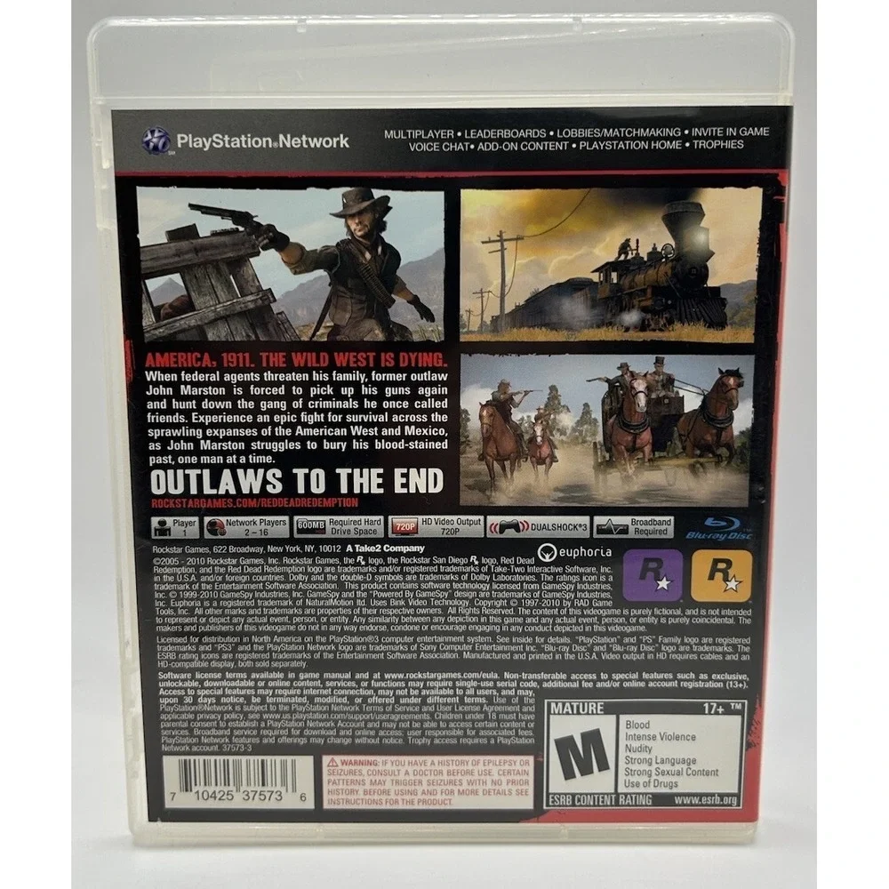 Red Dead Redemption Sony PlayStation 3 2010 PS3 No Manual No Map